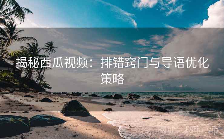 揭秘西瓜视频：排错窍门与导语优化策略  第2张