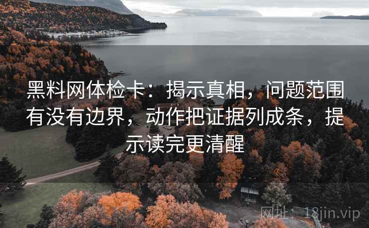 黑料网体检卡：揭示真相，问题范围有没有边界，动作把证据列成条，提示读完更清醒